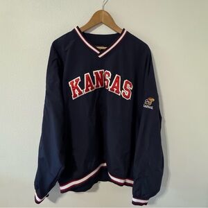 University of Kansas Gear for Sports Pullover Windbreaker Navy Embroidered-XXL